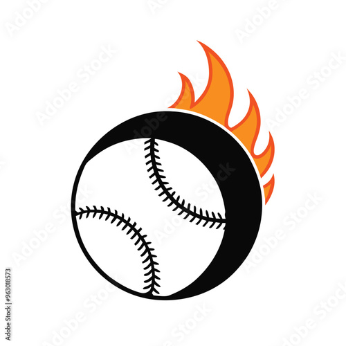a black Baseball  with fair vector illustration silhouette, isolated white background, 