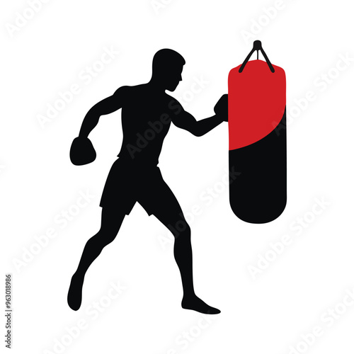 a Boxing, Training, Silhouette, Kickboxing, Boxer, Gloves, vector  illustration silhouette,  