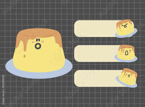 Colorful sticky note with cute food illustration set