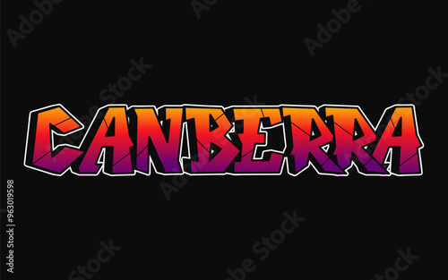 Canberra - single word, letters graffiti style. Vector hand drawn logo. Funny cool trippy word Canberra, fashion, graffiti style print t-shirt, poster concept