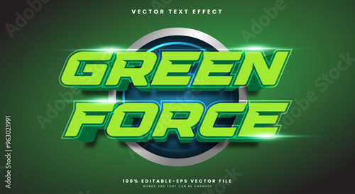 Green force 3D editable text effect template