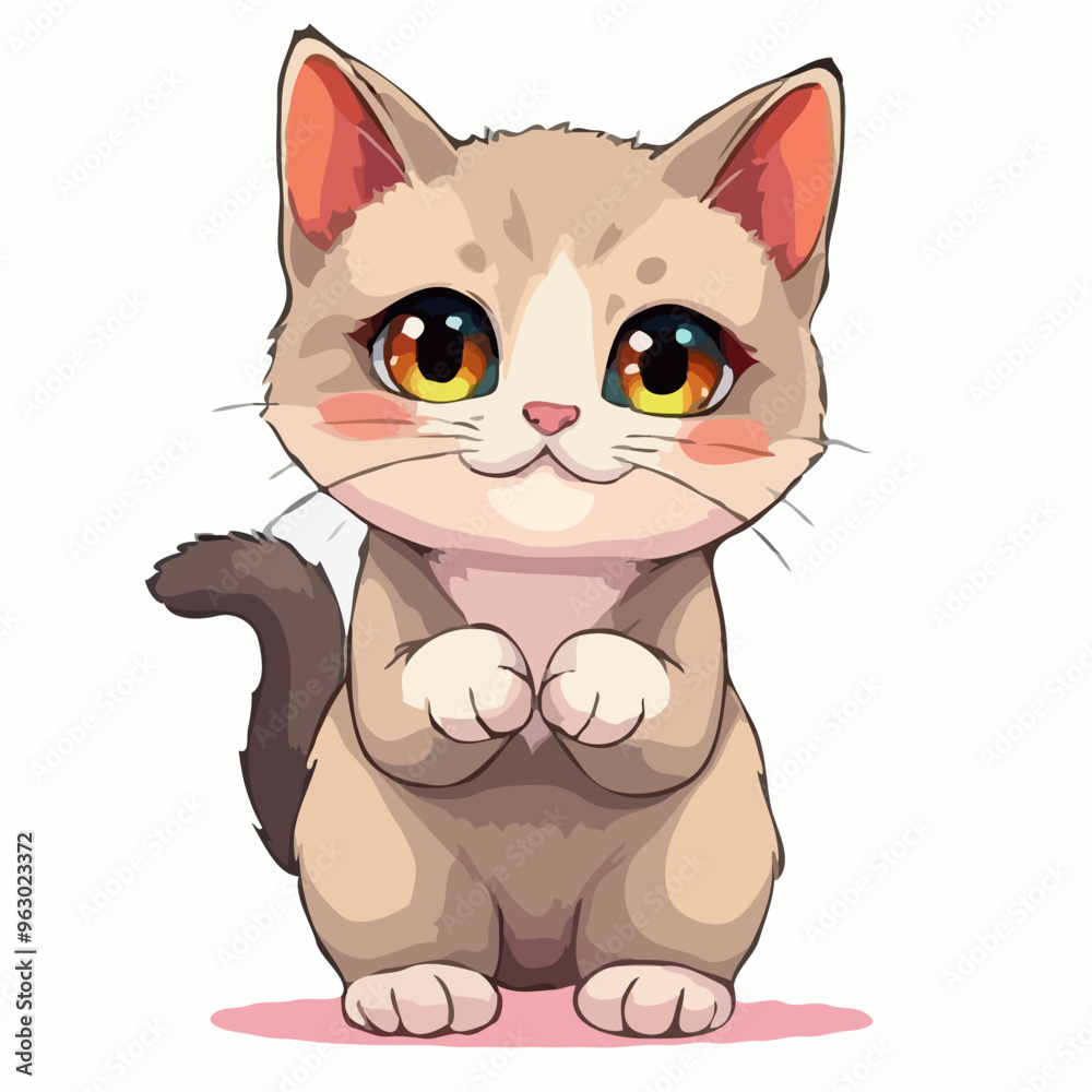 Fototapeta premium Niedliche animierte Katze im cartoonhaften Stil