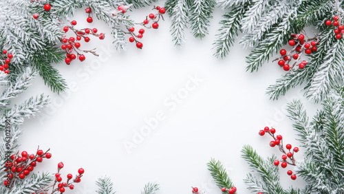 Christmas tree on a plain background. Christmas greetings website header or advertisement.