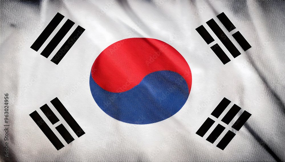 South Korean Flag with Taeguk and Trigrams