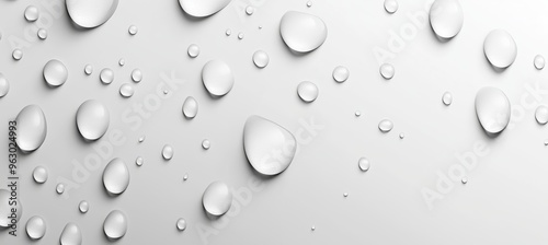 White background with water droplets, top view