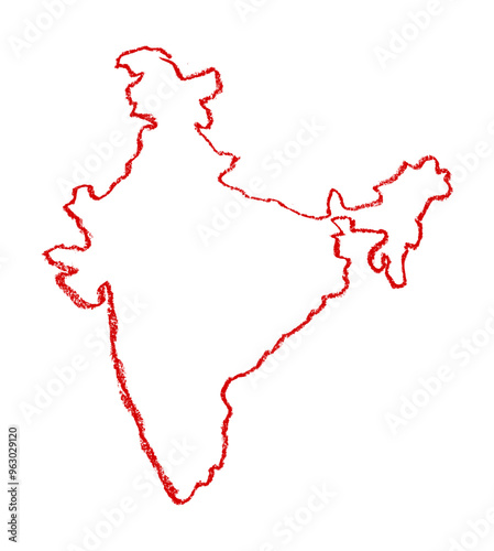 Map of India Outline Crayon Chalk Drawing Vector