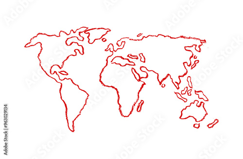 Map of the World Outline Crayon Chalk Drawing Vector