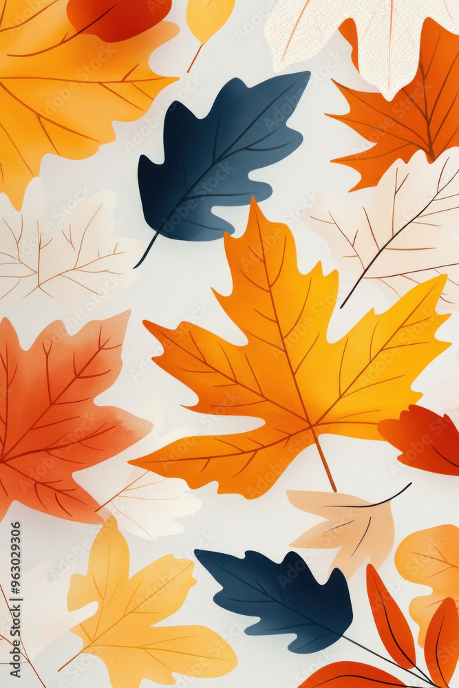 Fototapeta premium Yellow watercolor painting of maple leaves for autumn vertical background