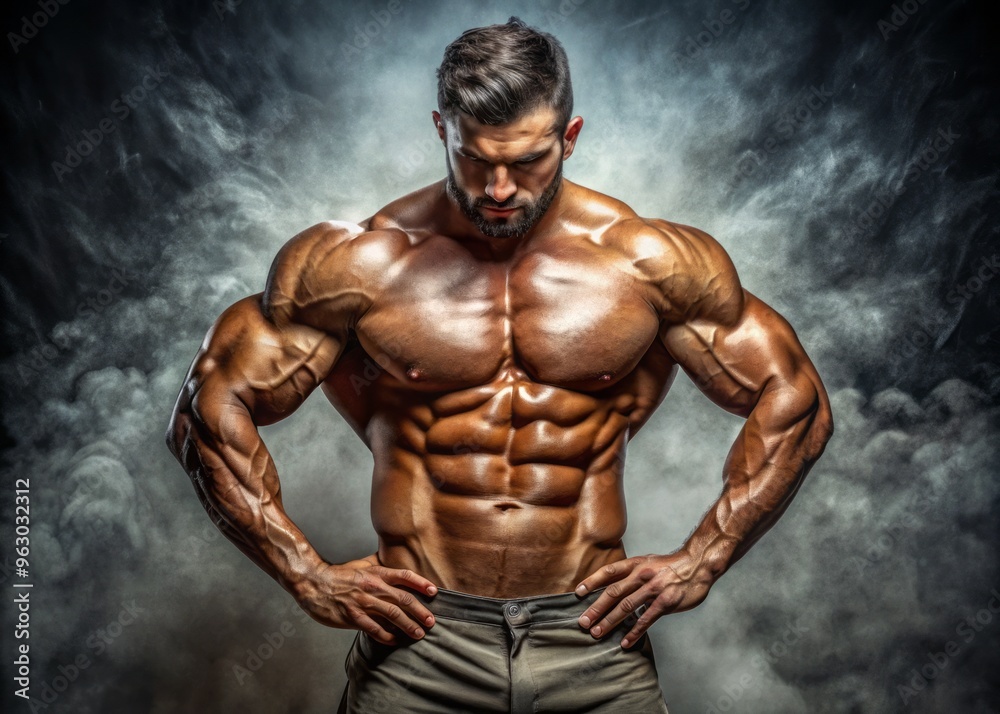 bodybuilder posing in studio bodybuilder posing in studio