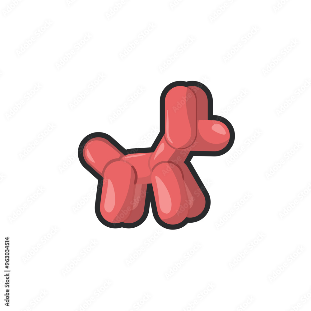 red dog shaped balloon in outline flat vector design red dog shaped balloon in outline flat vector design