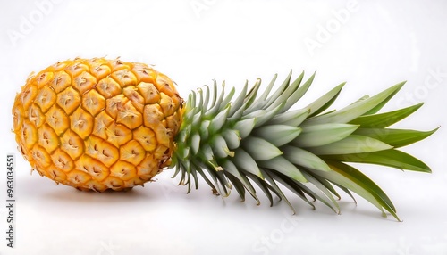 Fresh Whole Pineapple with Green Leaves