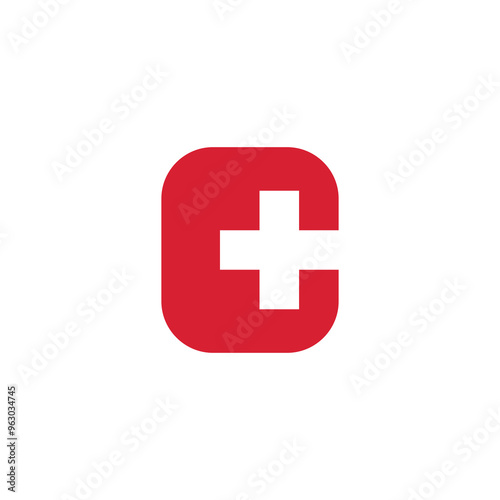 Cross Letter C Plus Positive Logo design vector template