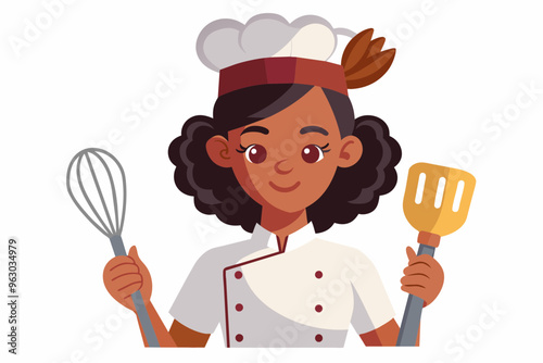  kitchen chef cartoon baker illustration of woman vector art illustration photo