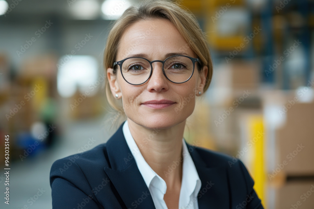 Fototapeta premium Germany businesswoman wearing suit and glasses serious work at office