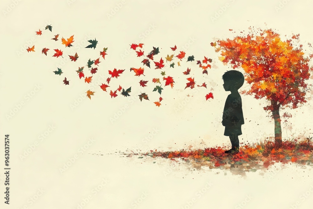 A minimalistic silhouette of a child surrounded by swirling chaotic lines representing sugar and fats A minimalistic silhouette of a child surrounded by swirling chaotic lines representing sugar and fats