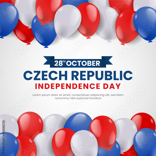 Happy Czech Republic Independence Day on September 28th with balloons illustration Background design
