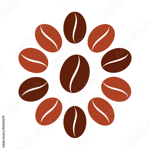 Stylish coffee beans vector illustration, ideal for cafes, logos, packaging, and decor. Add a touch of aromatic charm to your design projects with this versatile graphic.