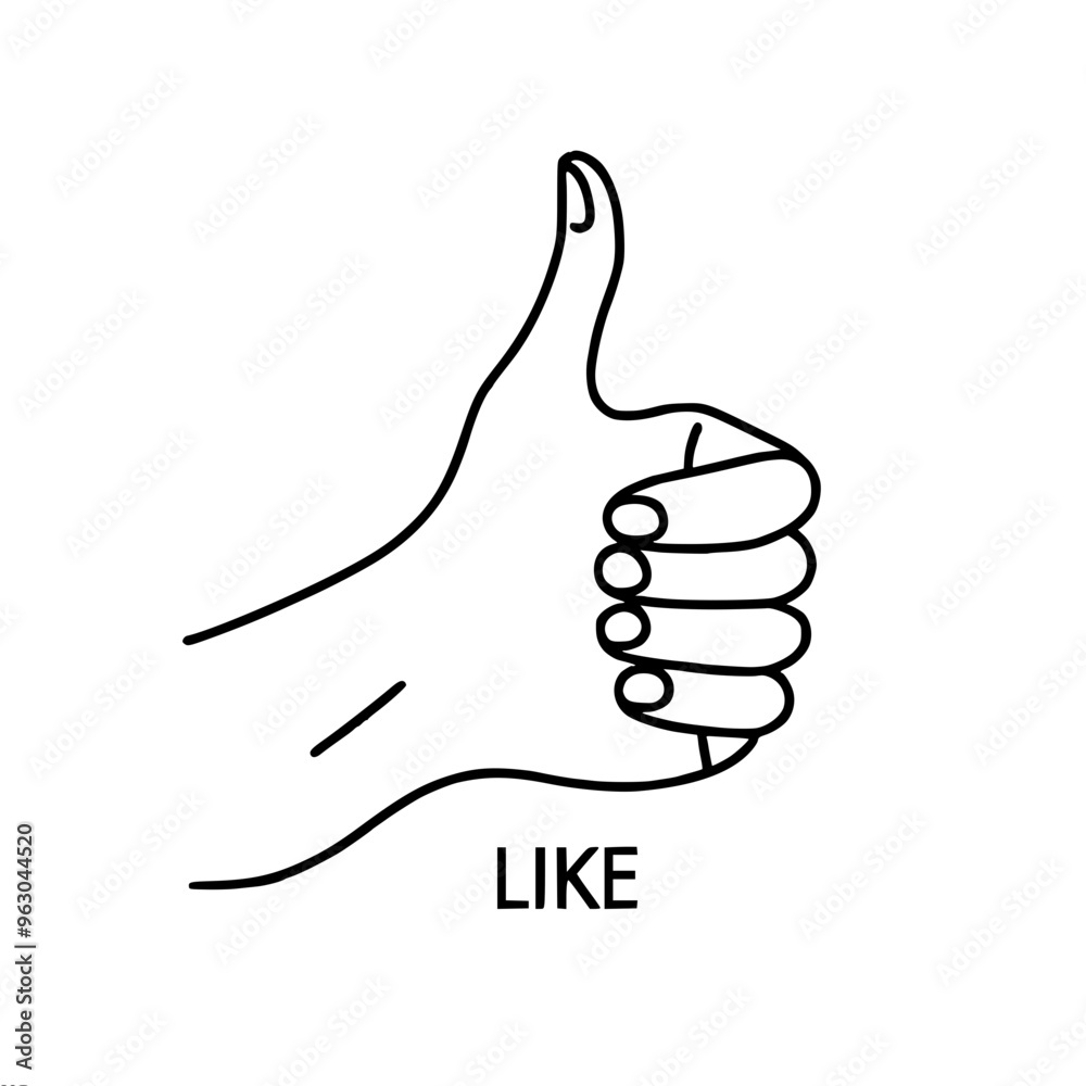 Linear vector drawing of a hand showing a Linear vector drawing of a hand showing a