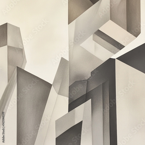 Abstract geometric architecture with monochrome tones 추상 기하학적 건축물과 단색 톤