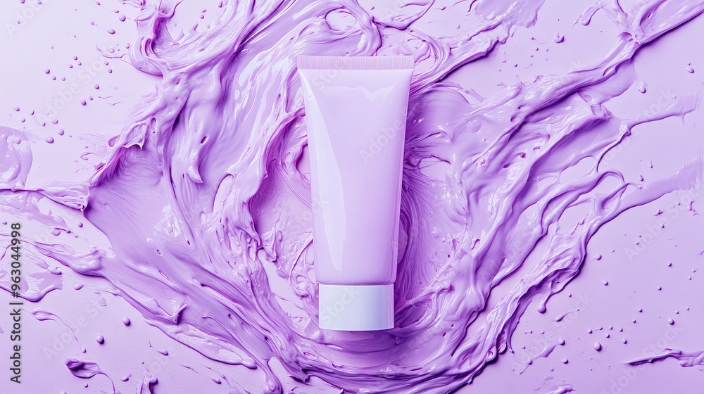 Cosmetic Cream Tube Mock-Up - Liquid Splash Design on Smooth Surface Cosmetic Cream Tube Mock-Up - Liquid Splash Design on Smooth Surface