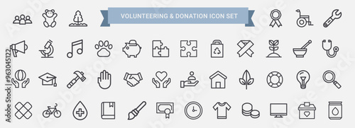 people volunteer work donating icon set