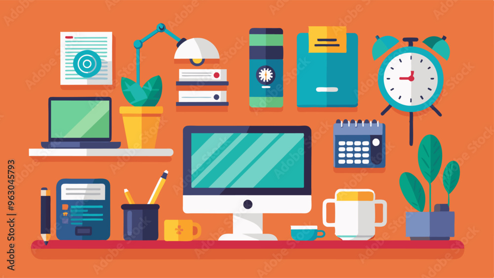 Flat design modern office object concept background vector desig Flat design modern office object concept background vector desig