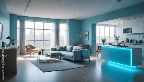 Photo interior modern design room 3d illustration