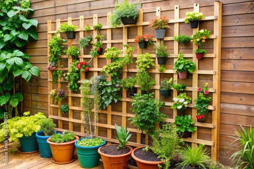 small space gardening DIY trellis vertical garden photo