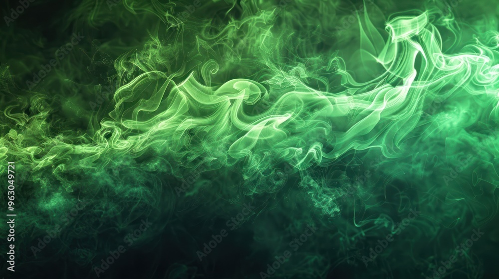 Abstract Green Smoke Background. Ethereal and Toxic Green Smoke Texture for Design Projects