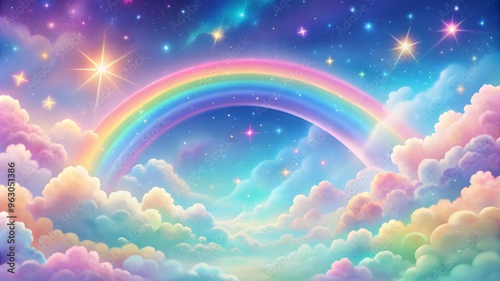 Holographic fantasy rainbow background with clouds and stars. Pastel color sky.Cloudy sky background. Unicorn fantasy pastel galaxy. Rainbow cute wallpaper. Fluffy magic pink landscape Holographic fantasy rainbow background with clouds and stars. Pastel color sky.Cloudy sky background. Unicorn fantasy pastel galaxy. Rainbow cute wallpaper. Fluffy magic pink landscape