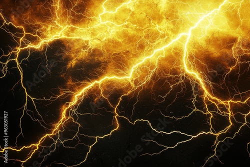 Dramatic yellow lightning bolt storm background
