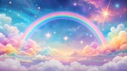 Ingelijste posters Regenboog Holografische fantasiehemel met sterren  © designhunt