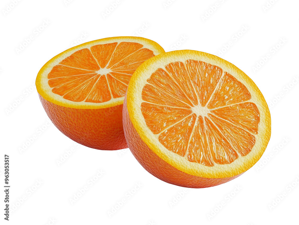 Fototapeta premium Juicy Orange Slices with Glitch Effect