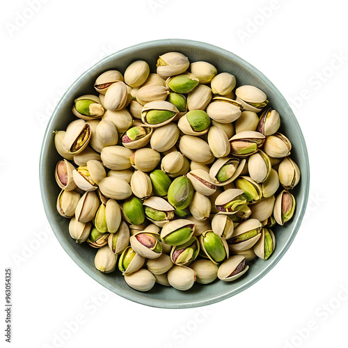 Wallpaper Mural Top view of a bowl filled with pistachio nuts, isolated on a transparent background. Torontodigital.ca