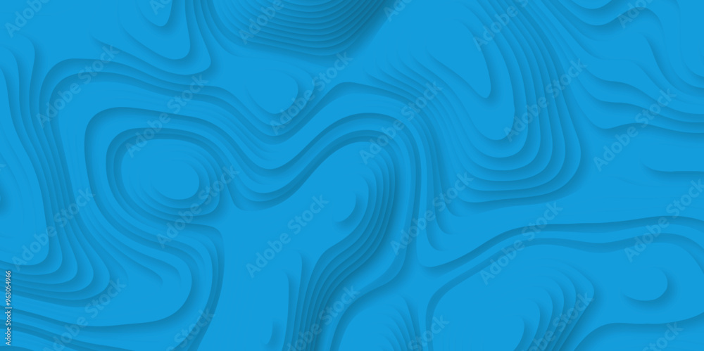 Fototapeta premium Abstract background vector Abstract wavy line 3d paper cut blue background. Abstract pattern with lines. Abstract sea map geographic contour map and topographic contours map background.