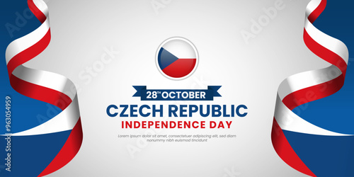 Czech Republic Independence Day Background With Waving Ribbon Flag Design