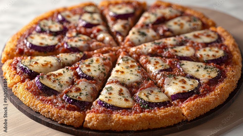 A beautifully baked pizza displaying vibrant toppings and a crispy crust awaits enjoyment A beautifully baked pizza displaying vibrant toppings and a crispy crust awaits enjoyment