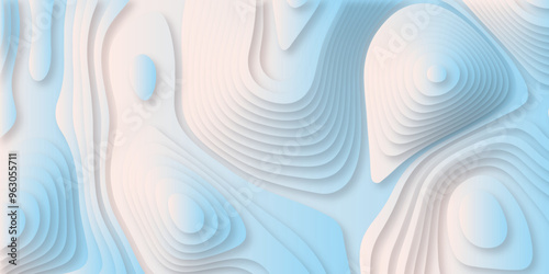 Abstract background vector Abstract wavy line 3d paper cut white background. Abstract pattern with lines. Abstract sea map geographic contour map and topographic contours map background.