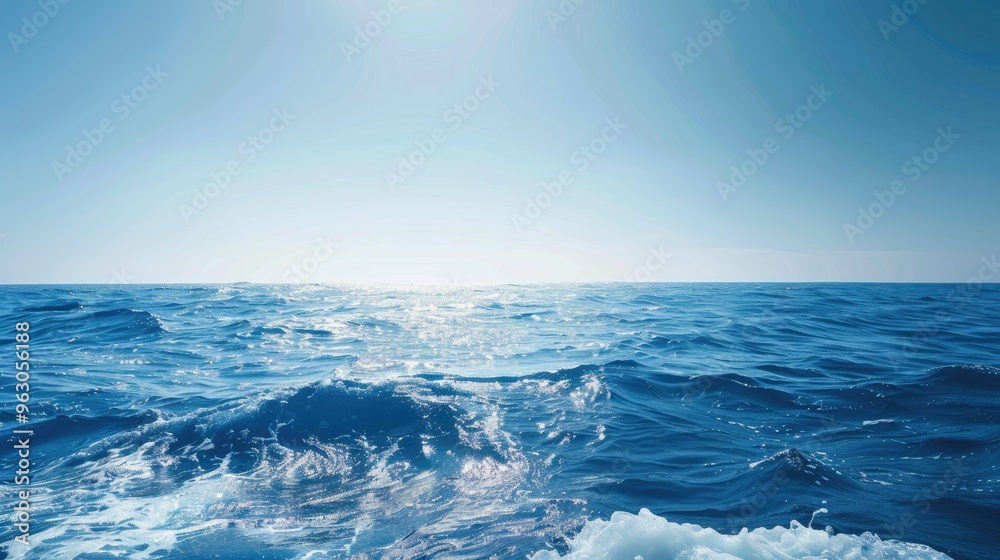 Fototapeta premium Clear sky and waves in the blue sea