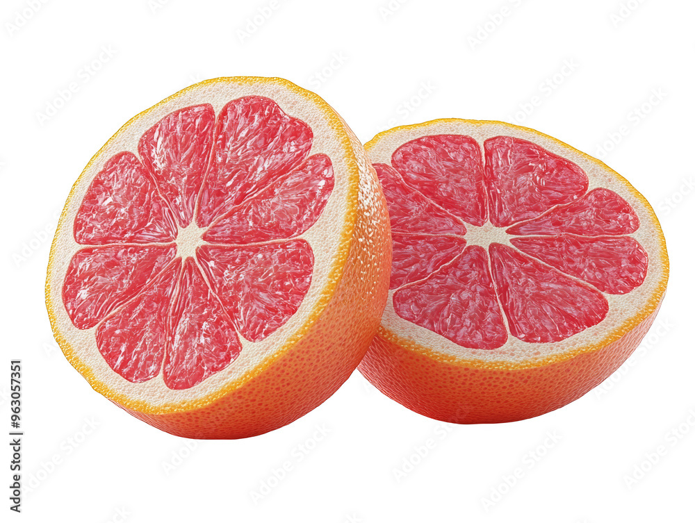 Juicy Pink Grapefruit Halves with Pixelated Background Juicy Pink Grapefruit Halves with Pixelated Background