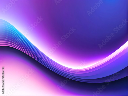 Flowing sound waves in abstract form, with soft curves. Purple, blue, and light pink gradient.