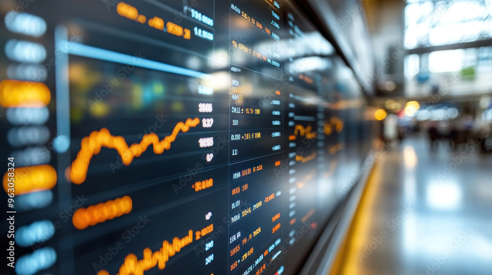 Naklejka premium Financial professionals utilize cutting-edge software to analyze stock market trends.
