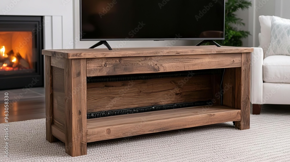 Stylish wooden TV stand with modern design, perfect for any living room decor. Stylish wooden TV stand with modern design, perfect for any living room decor.