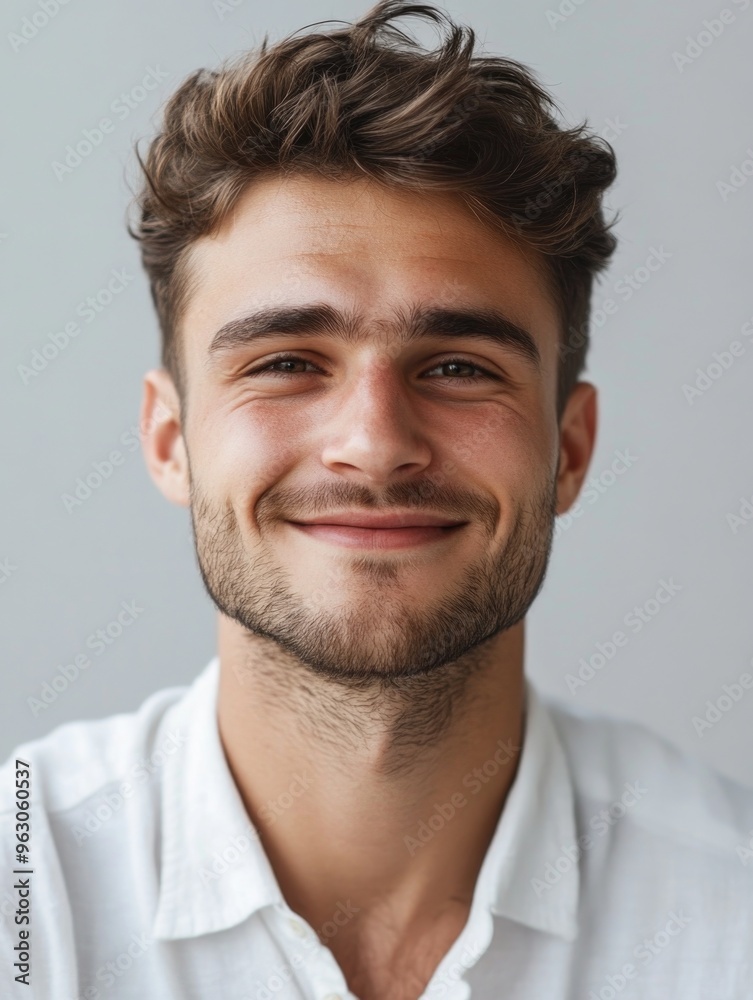 Casually Dressed Man with Beard Smiling