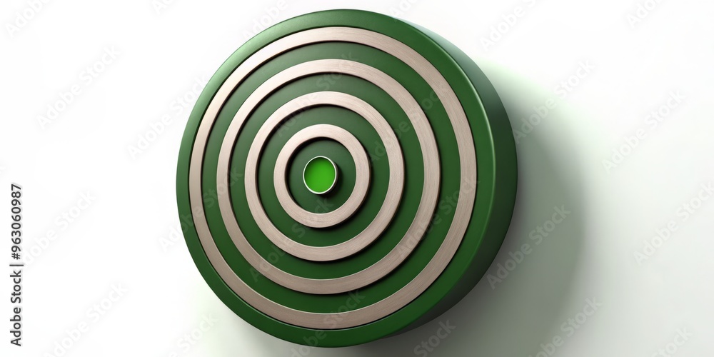 A dark green circle dominates a clean white surface, its intricate rings inviting contemplation and attention to the A dark green circle dominates a clean white surface, its intricate rings inviting contemplation and attention to the