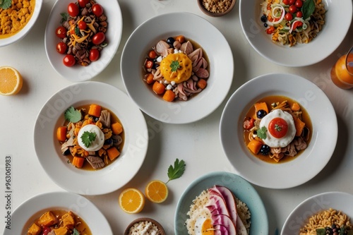 Minimalist Peruvian Food on White Plates Stylized Traditional Flavors Ai Generated 