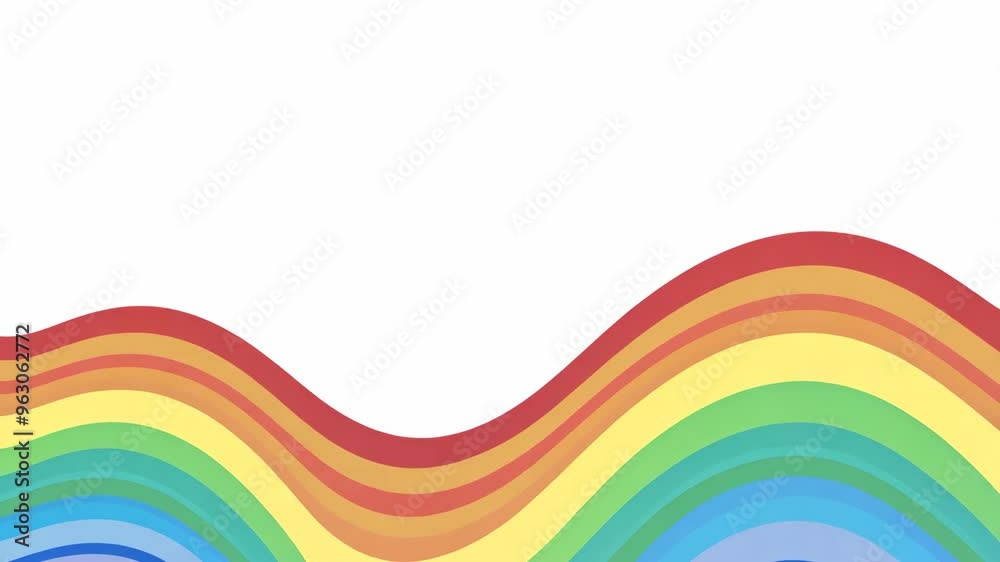 Rising and falling waves of rainbow gradients in flowing abstract 2D vector animation Rising and falling waves of rainbow gradients in flowing abstract 2D vector animation