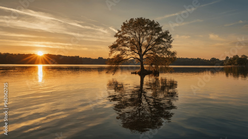 sunset on the river