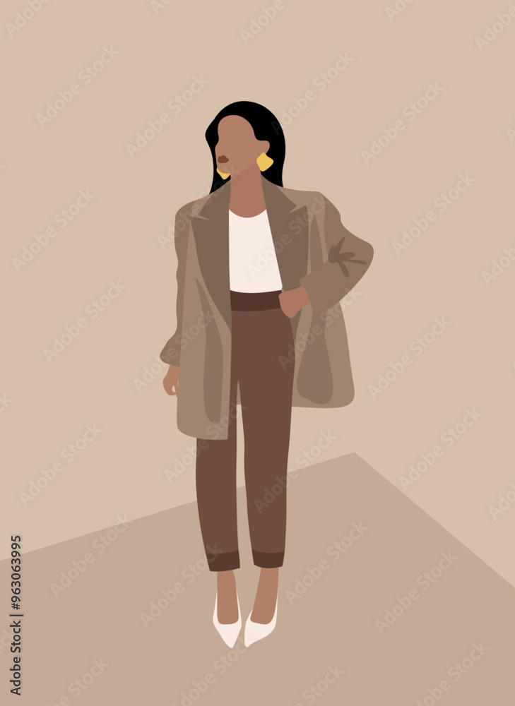 Illustration of a girl elegant on a brown background. Illustration of a girl elegant on a brown background.