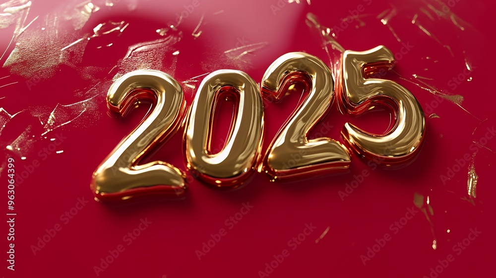 Shiny gold 2025 on a red background. Shiny gold 2025 on a red background.